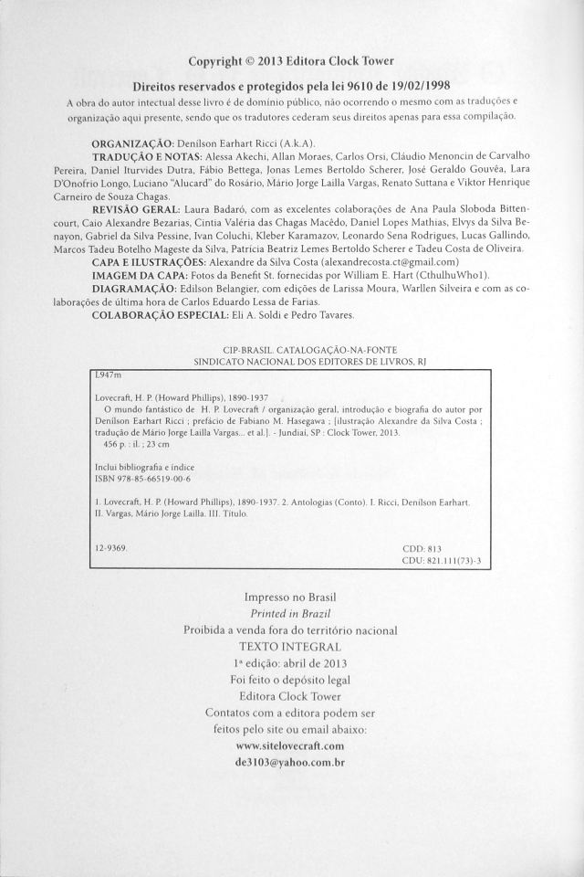 O Mundo Fantástico de H. P. Lovecraft - The Credits Page iv