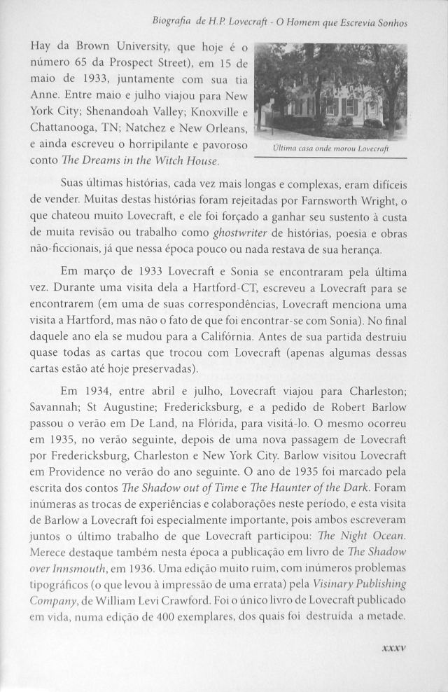 O Mundo Fantástico de H. P. Lovecraft Biography Page xxxv with Will Hart Photo